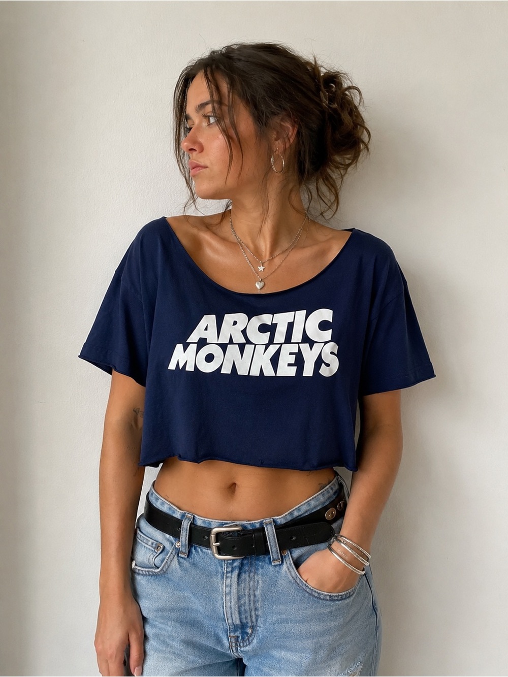 Artic Monkeys Navy Cropped Band Tee - Women